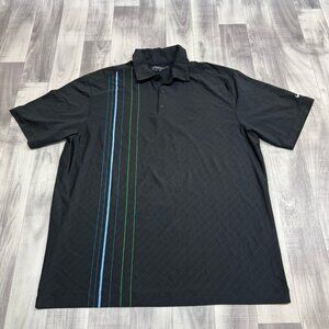 ✅Nike Golf Dri-Fit Polo Shirt Mens XL Black Striped Performance Sport Active Top